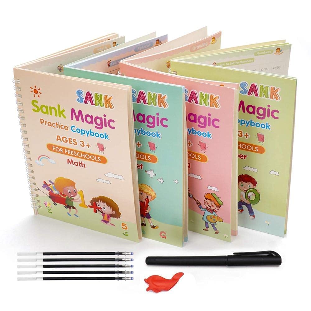 Reusable Magic Practice Copybook for Kids Calligraphy Groove Writing  Copybook with Disappearing Ink Pen Numbers English Math - AliExpress
